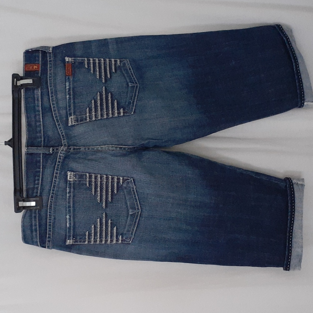 7 For All Mankind Crop Jeans Women Size 32 Colette Embroidered Stiching …